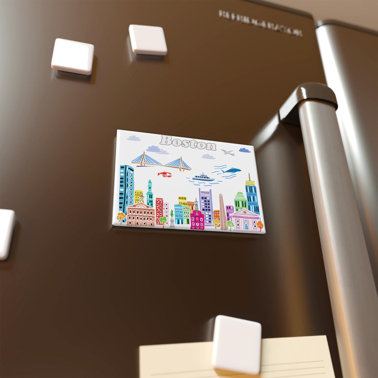 City Themed Artwork Magnet Collection by Beary Blu - Designed in The USA, Collectible Souvenirs Gifts 2.5" x 3.5" (Boston)