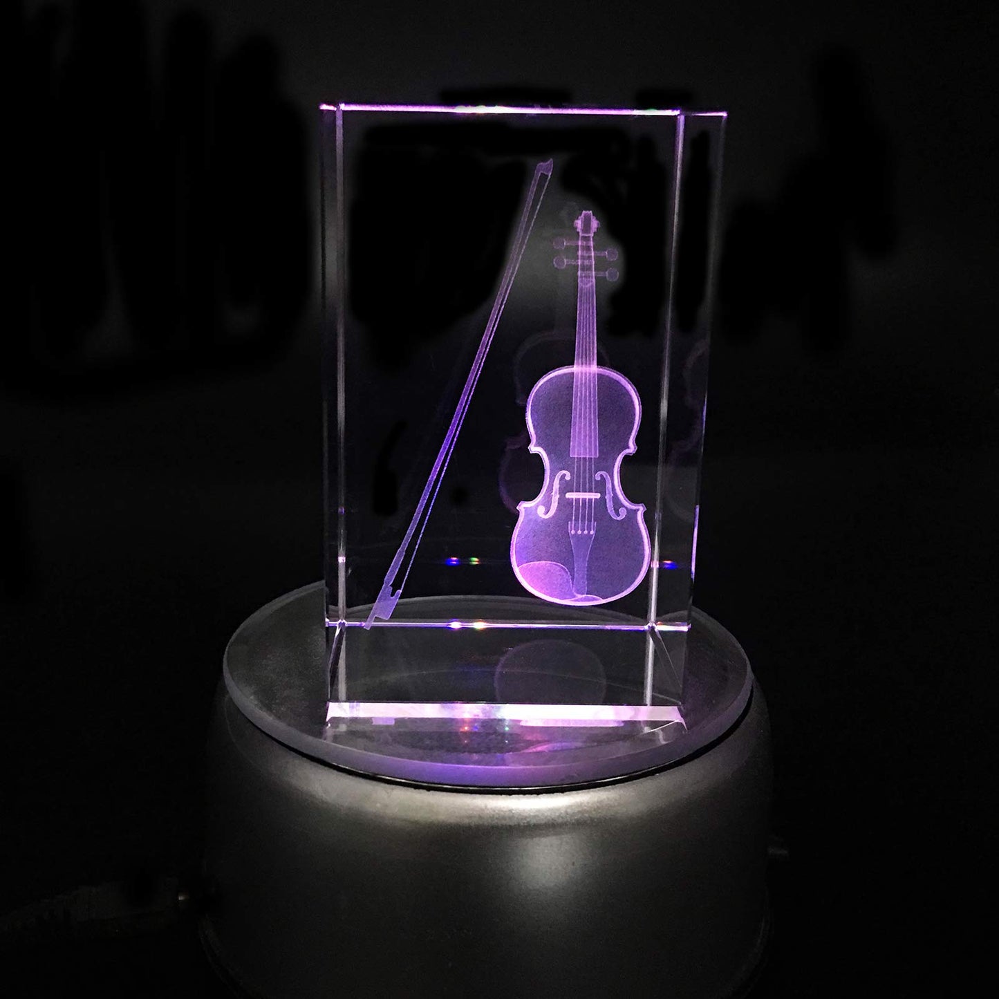 XINDAM 3D Violin Paperweight Laser Etched in Crystal Glass Cube Music for Graduation Christmas Birthday Valentine's Day