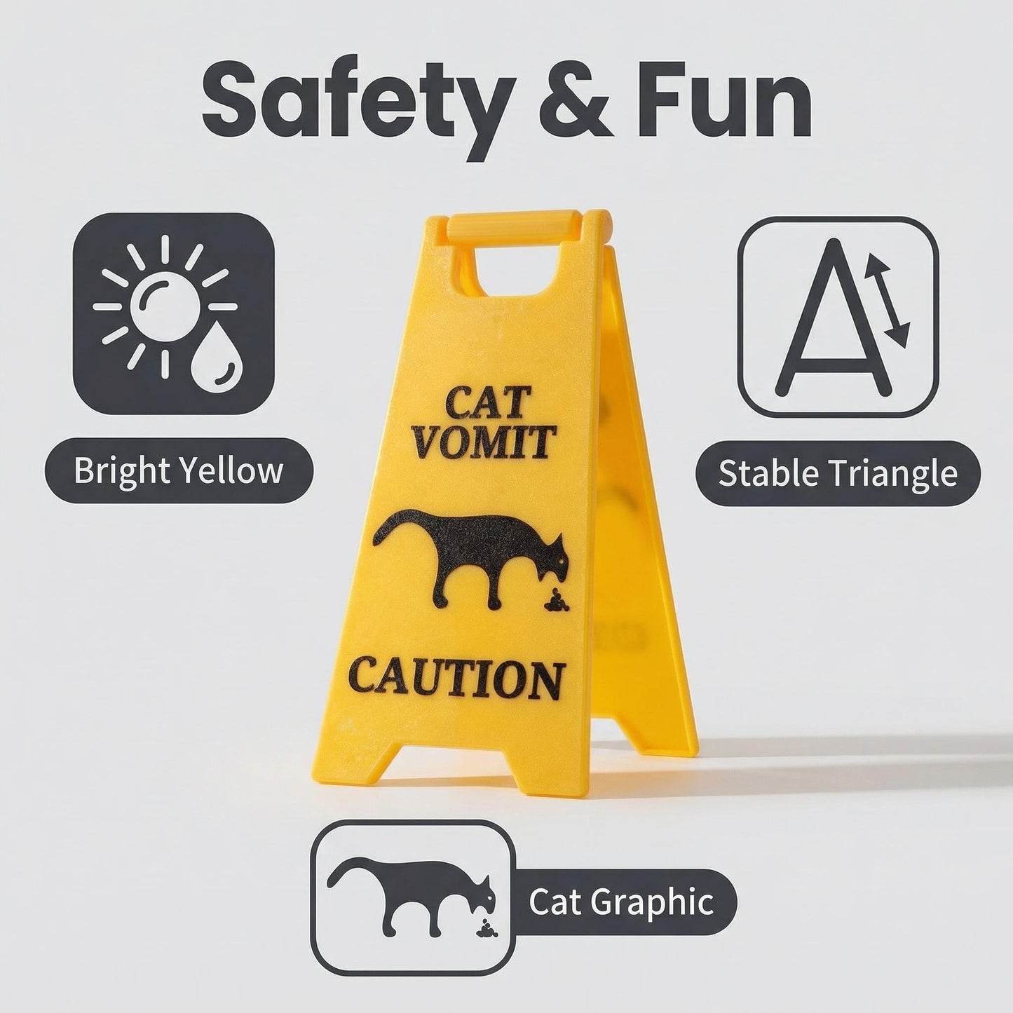 2 Pcs Mini Cat Vomit Caution Sign - 5 Inches Funny Cat Gifts for Women, Cat Vomits Warning Signs for Cat Lovers, Perfect Gag Gifts for Cat Mom or Cat Dad