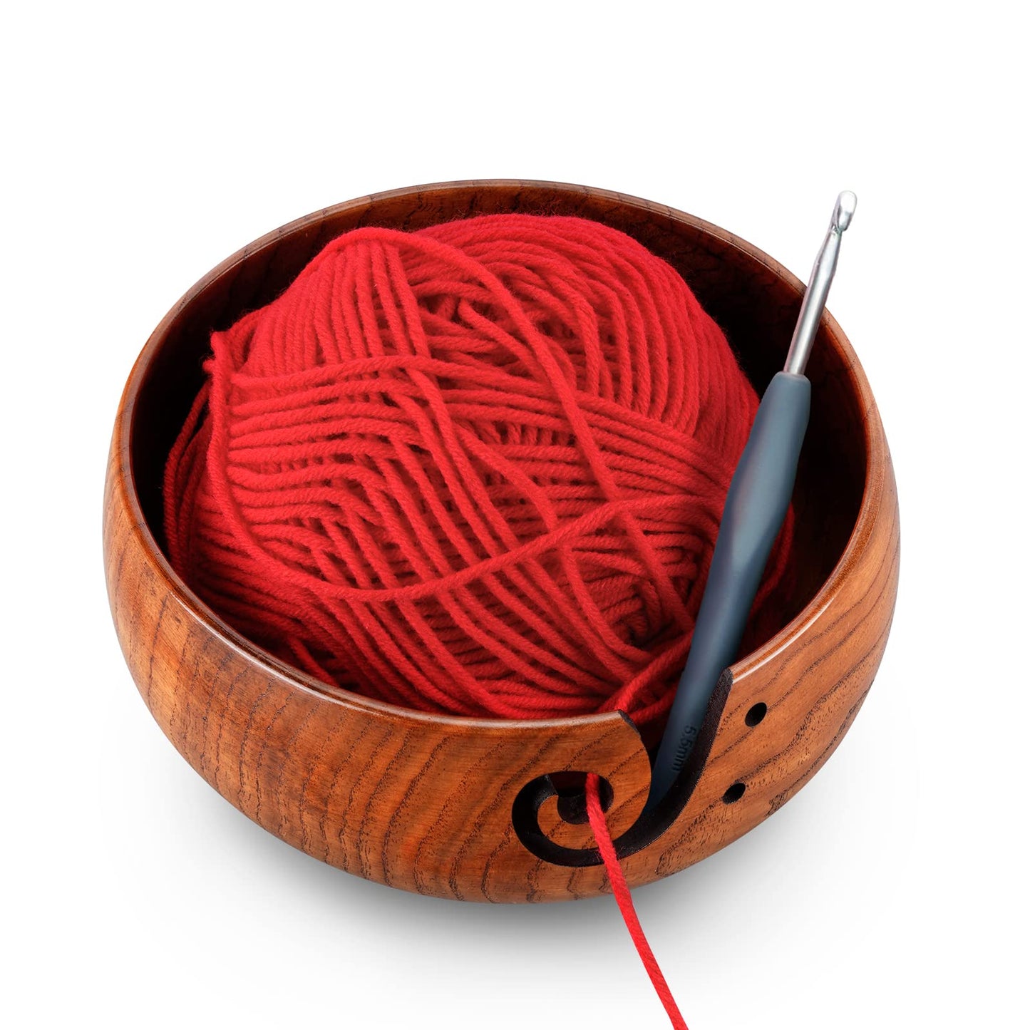 Wooden Yarn Bowl, Knitting Yarn Bowl with Holes Storage Handmade to Prevent Slipping, Perfect Yarn Bowl for Crocheting and Knitting Mothers Day Gift 6" x 3"