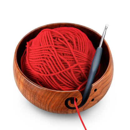 Wooden Yarn Bowl, Knitting Yarn Bowl with Holes Storage Handmade to Prevent Slipping, Perfect Yarn Bowl for Crocheting and Knitting Mothers Day Gift 6" x 3"