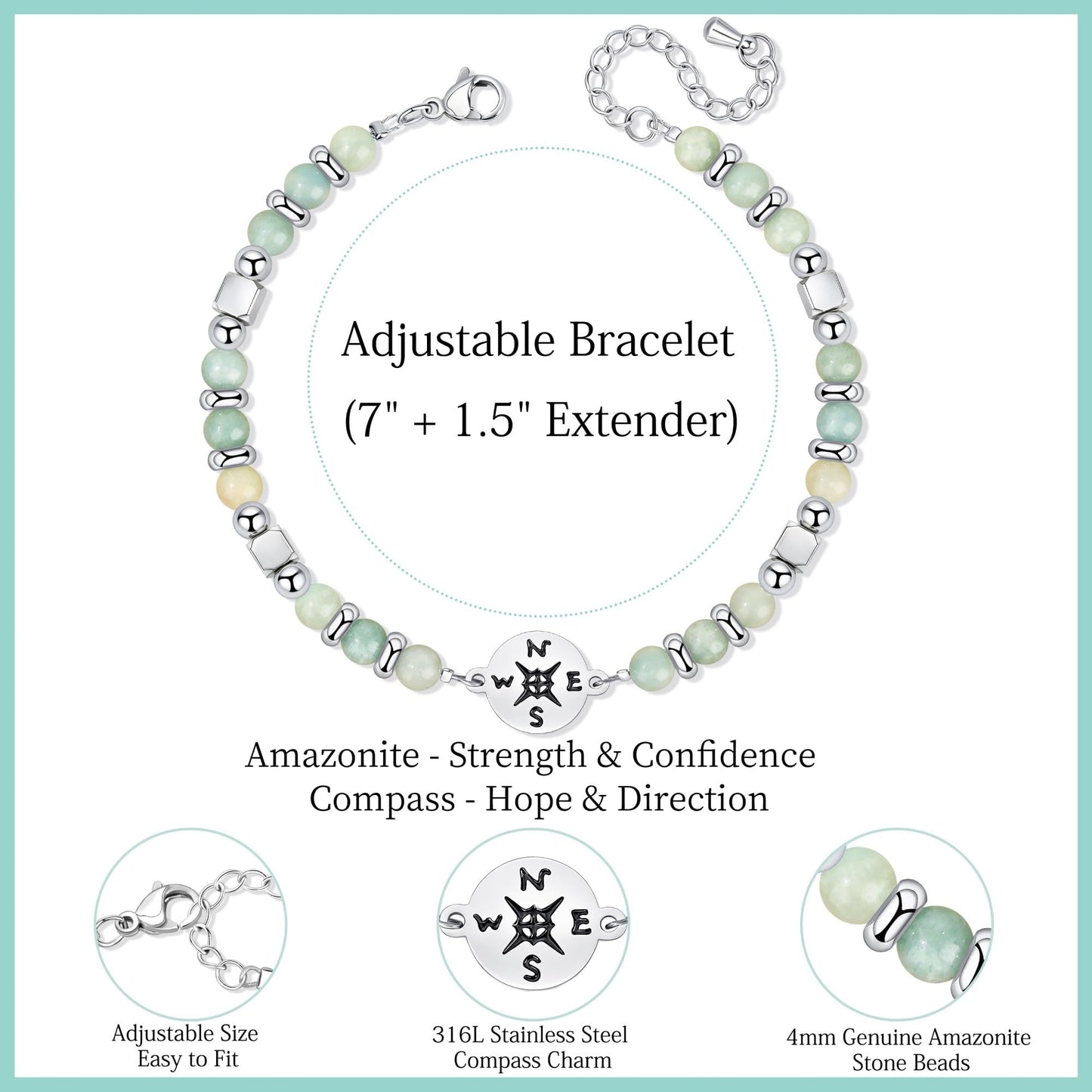 JoycuFF Graduation Gifts for Her Class of 2026 College High School 5th 8th Grade Preschool College Middle School Teen Girls Graduation Gifts The Adventure Begins Compass Bracelets for Women