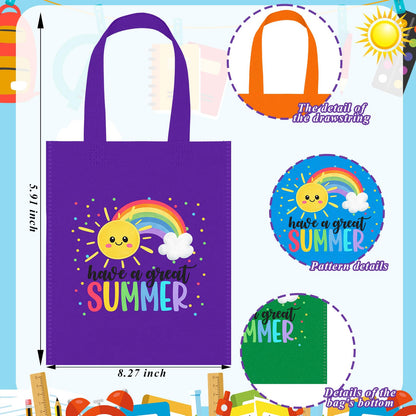 Dansydaisy End of the Year Gift Bags for Students Bulk Rainbow Non Woven Tote Bags Party Favor Bag with Handles for Sunday School Gift Teacher Appreciation Graduation Party Supplies