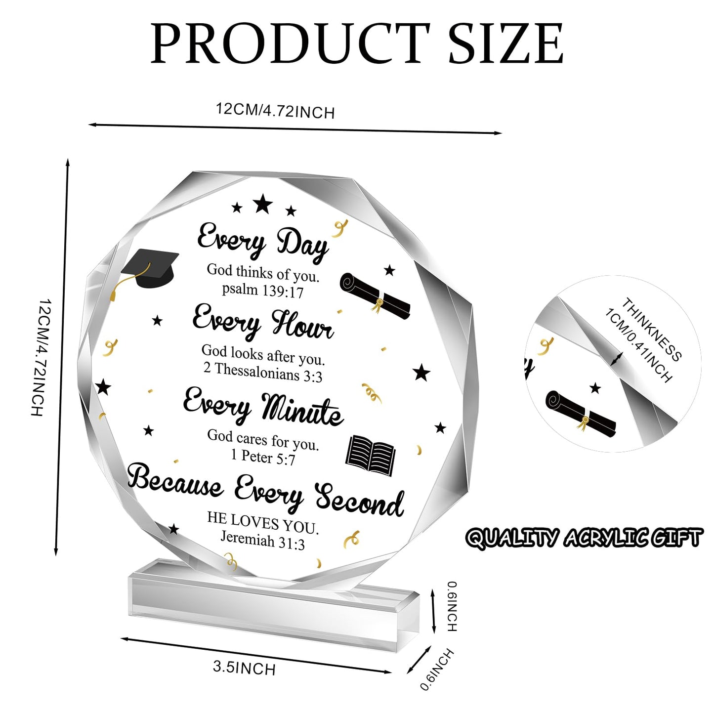 2026 Graduation Christian Gifts for Her Inspirational Acrylic Gifts Women Men College High School Graduation Gifts, Masters Degree Graduate Gifts Decor