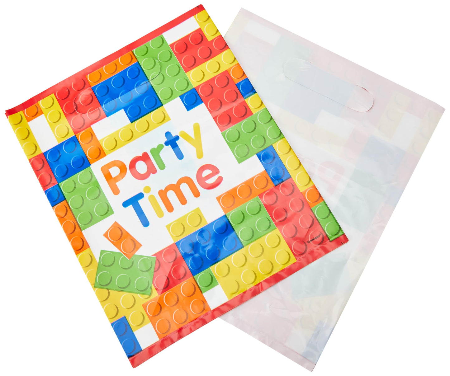 Building Blocks Birthday Loot Bags - (Pack of 8) - Vibrant & Reusable - Perfect Party Favor Collection for Kids Celebrations
