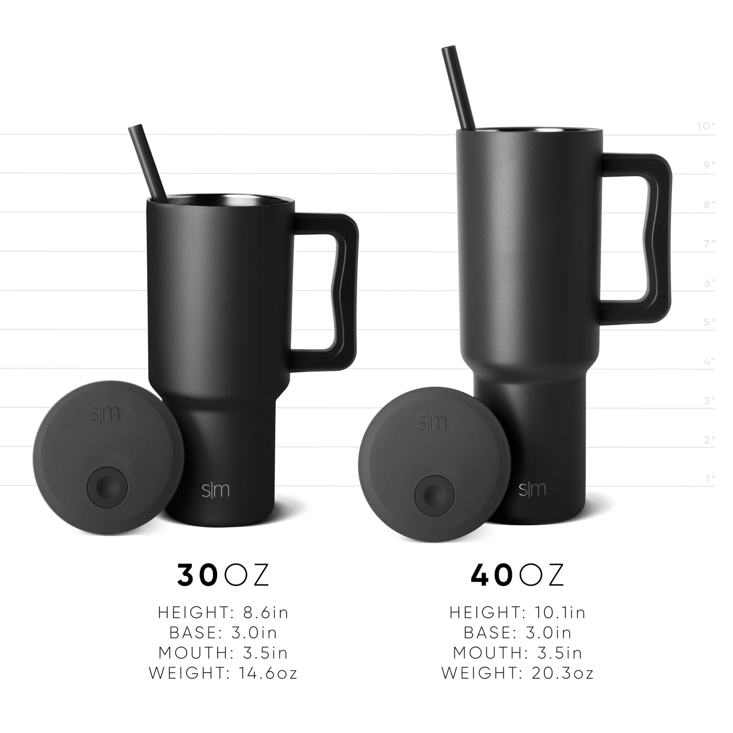 Simple Modern 40 oz Trek Tumbler with Handle and Straw Lid | Cup Holder Friendly Insulated Stainless Steel Travel Mug | Downhill Skiing