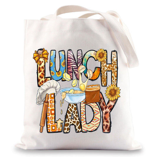 BWWKTOP Lunch Lady Tote Bag Lunch Workers Appreciation Gift Lunch Lady Shoulder Bag Lunch Mom Merch