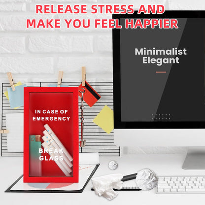 WenmthG Funny Gift Emergency Box - Create Self Defined Idea Jar w/Hammer, Break in Case of Emergency Box - Desk Decor - Personalized Gag Gift for Friends Coworkers