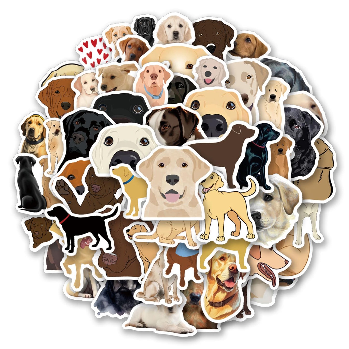 60pcs Labrador Retriever Stickers Vinyl Waterproof Aesthetic Cute Cartoon Animals Dog Decals Stickers for Laptop Water Bottles Skateboard Book Scrapbook Luggage Decals for Adults