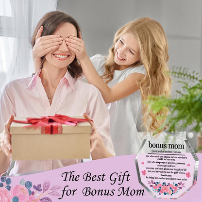 Bonus Mom Gifts from Daughter Son Husband Best Mom Ever Gift Mothers Day Birthday Christmas Gifts for Mom Stepmom Stepmother Bonus Mom Definition Acrylic Decorative Signs Plaques