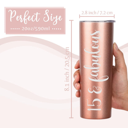 Onebttl Quinceanera Gifts, 15 Year Old Girl Gifts for Birthday, 15th Birthday Gifts for Girls, Female, Her - 20oz/590ml Stainless Steel Insulated Tumbler