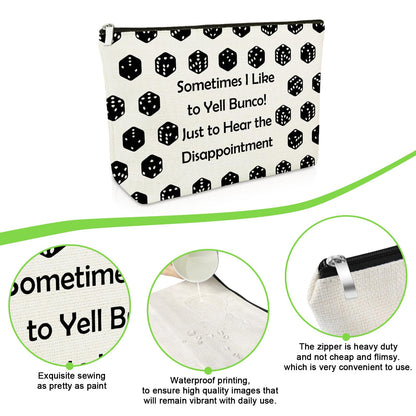 Bunco Gift Gambling Lover Makeup Bag Bunco Dice Game Fun Friends Night Gift for Women Game Gambling Lucky Accessory Pouch Cosmetic Bag Christmas Birthday Present for Gambler Travel Zipper
