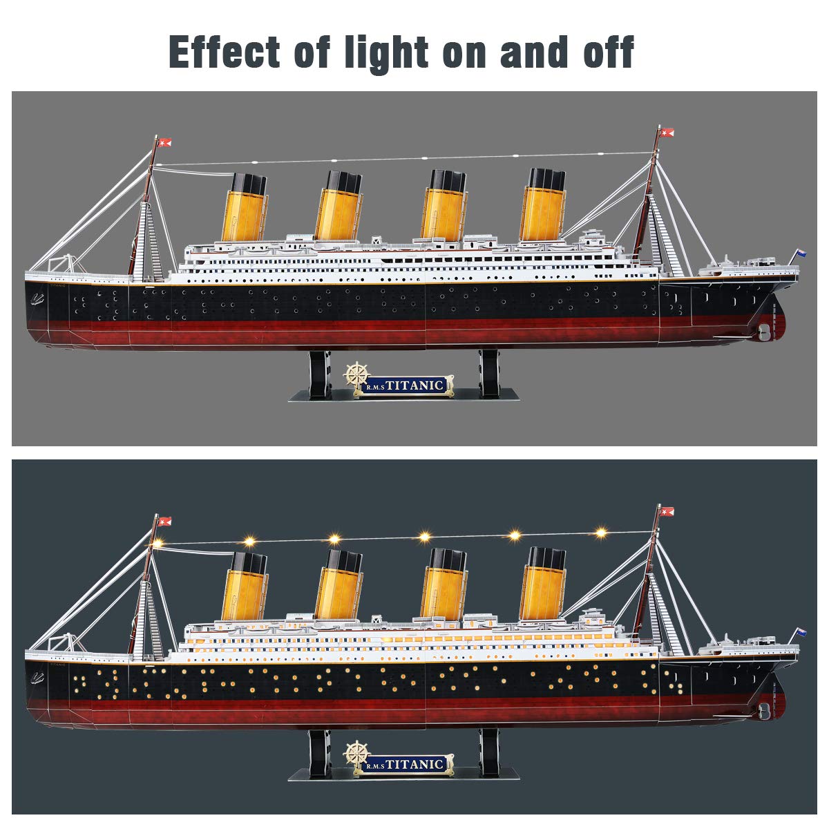 CubicFun 3D Puzzles for Adults - LED Titanic 35'' Large Ship - New Home Desk Decor - House Warming, Wedding, Anniversary, Valentines Day Gifts for Him Her Teacher Long Distance Relationship Gifts
