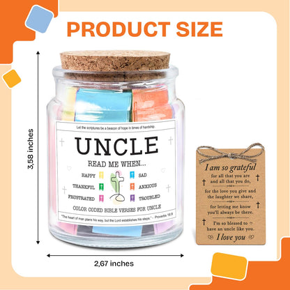 NewEleven Fathers Day Gift For Uncle - Birthday Gifts For Uncle, Funcle - Meaningful Present, Inspirational Gift For Uncles From Newphew, Niece, Kids - Bible Verse Jar