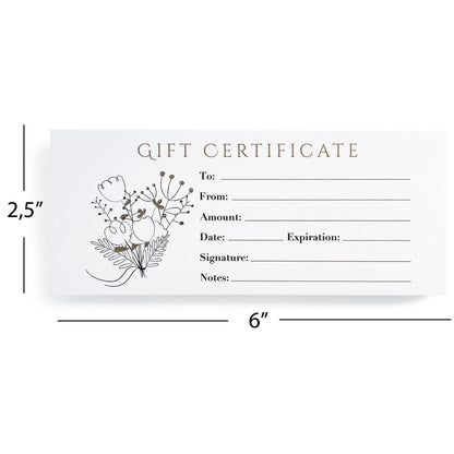 CLEVER SIGNS 100 Blank Gift Certificates – Great for Small Business, Restaurant, Spa, Makeup, Hair Beauty Salon, Wedding, Holiday, Christmas, Birthday