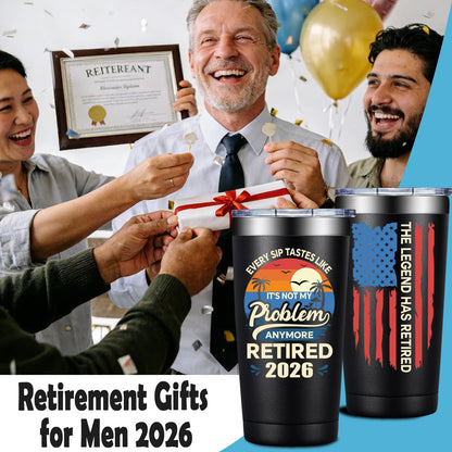 Grifarny Retirement Gifts for Men 2026 - Funny Retirement Gifts for Coworker, Teachers, Boss, Friends, Family - The Legend Has Retired Tumbler Cup 20 oz