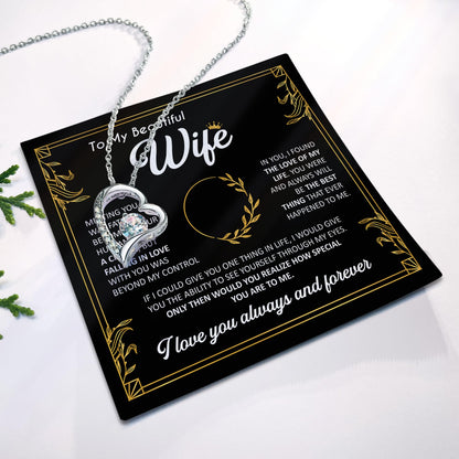Mother Day Gift for Wife, To My Beautiful Wife Necklace from Husband, Soulmate Necklace for Women, Wifey Birthday Gift Ideas from Husband, Anniversary Jewelry Present, Romantic Jewelry for Best Wifey