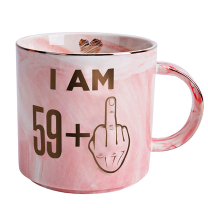 60th Birthday Gifts for Women - Funny Turning 60 Year Old Birthday Gift Ideas for Wife, Mom, Daughter, Sister, Aunt, Best Friends, BFF, Coworkers - Fabulous Pink Marble Mug, Ceramic 11.5oz Coffee Cup