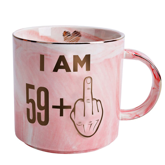 60th Birthday Gifts for Women - Funny Turning 60 Year Old Birthday Gift Ideas for Wife, Mom, Daughter, Sister, Aunt, Best Friends, BFF, Coworkers - Fabulous Pink Marble Mug, Ceramic 11.5oz Coffee Cup
