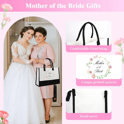 J6&H6 Mother of the Bridge/Groom Gifts Mother Gift Set Included Glass Cups Tote Bag Bracelet for Bridal Shower Wedding Gifts