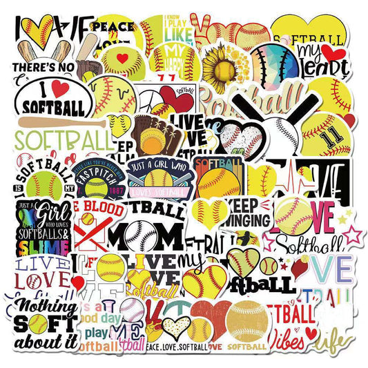 50PCS Softball Stickers, Sports Stickers for Water Bottle, Laptop, Phone, Perfect Softball Gifts for Girls and Teen Sticker