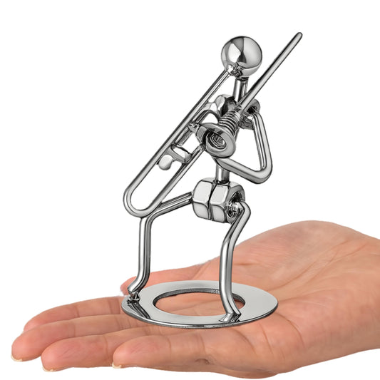 Broadway Gift Trombone Player Silver Tone 6 inch Table Metal Decorative Musician Tabletop Figurine