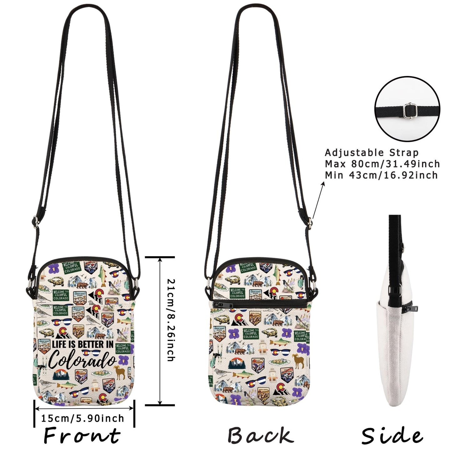 WCGXKO Colorado Travel Trip Gift Life Is Better In Colorado Crossbody Bag Colorado Vacation Souvenirs