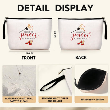 Jztco Inspirational Gifts for Women Her Wi-zard of OZ Gifts Ruby Fans Gift The Power Bag Encouragement Birthday Gifts for Women Her Girls Friend Sister You Had The Power All Along My Dear Makeup Bag