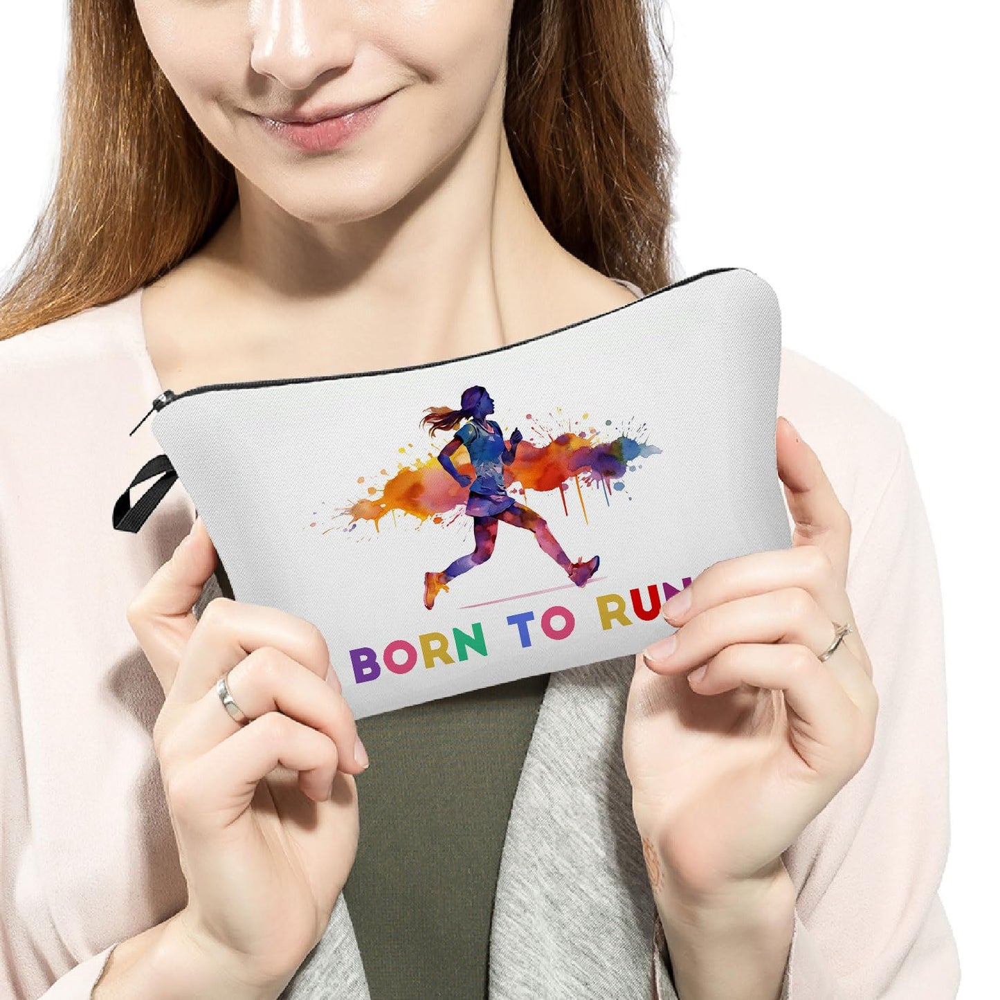 Livel lhood Running Makeup Bag Born To Run Small Organizer Zipper Pouch Running Marathon Cosmetic Bag Present for Runners Athelets Running Lovers Women Friends