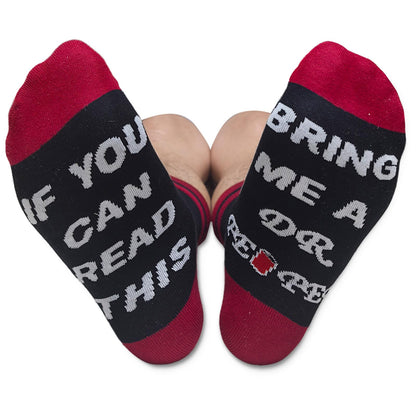 Novelty Drinking Theme Crew Socks, Fun Father Day Gift for Dad, Gift for Drinks Lovers in Birthday Party Christmas Fit Shoe Size 10-13