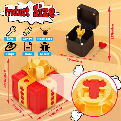 3.74 Inch Gotcha Box Prank with Surprise Finger, Annoying Gift Box with Finger,3D Printed Prank Gift Box with Screws & Pop Up Finger, La Puta Caja Broma Birthday Gifts for Friends Her/Him