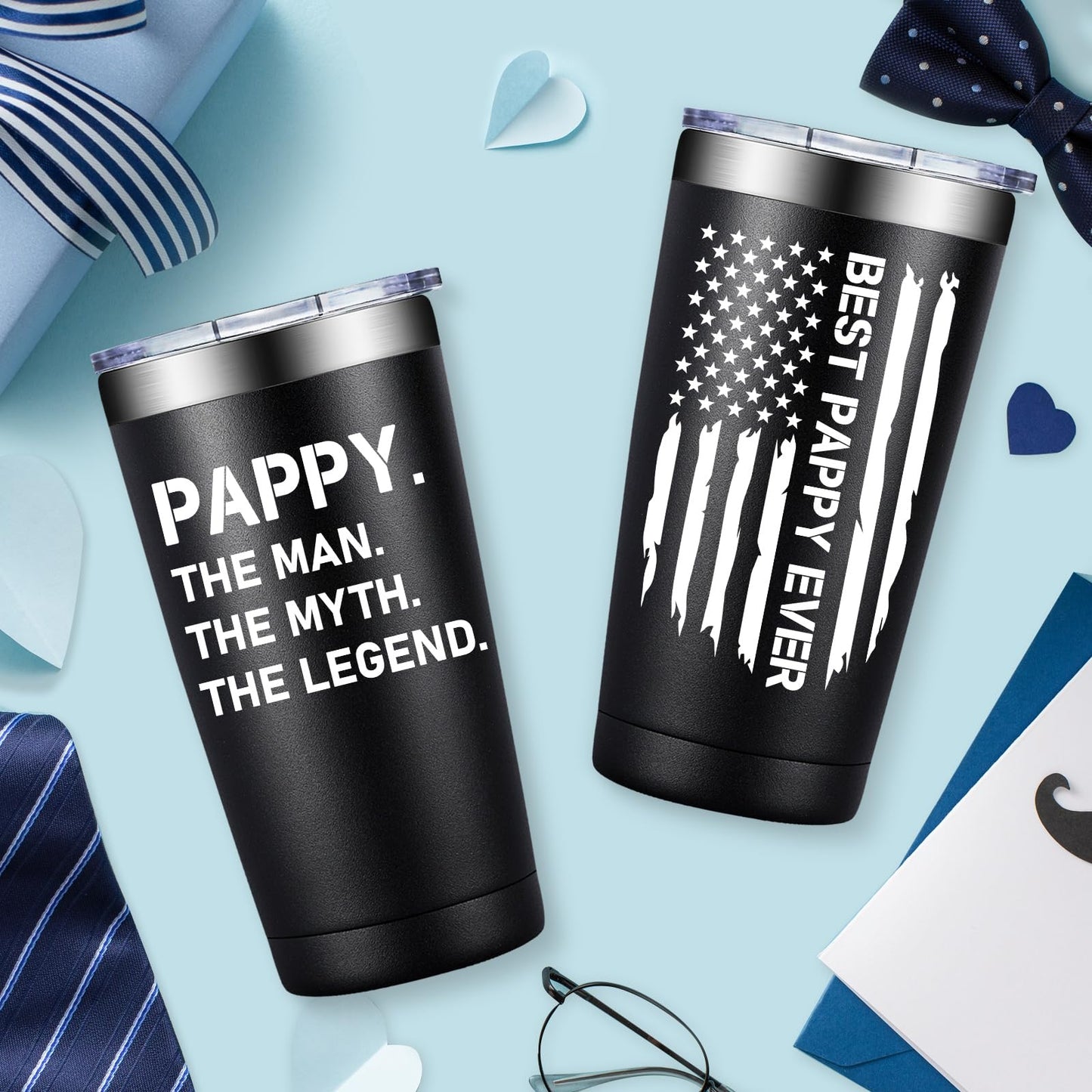BIRGILT Pappy Fathers Day Gift - Best Pappy Gifts from Grandkids - 20oz Tumbler Cup