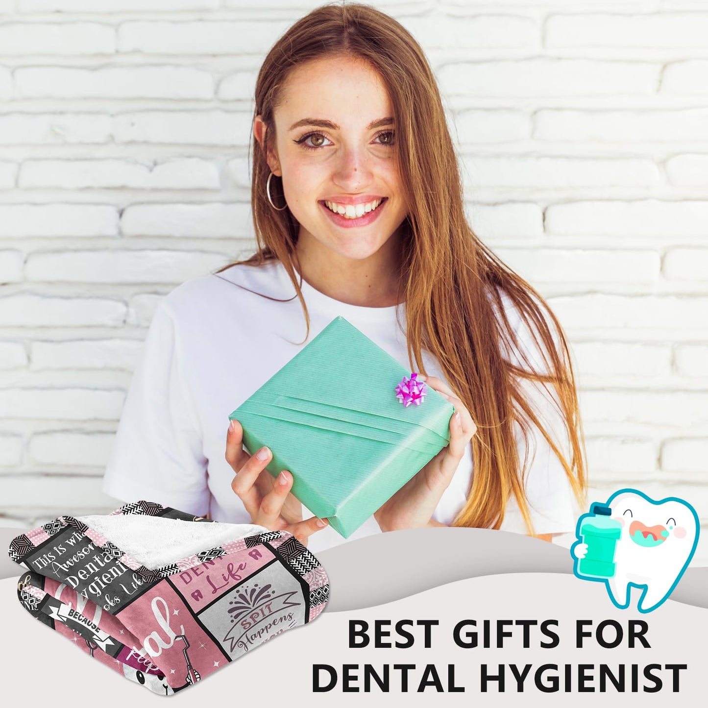 Dental Hygienist Gifts for Women Coworkers, Christmas Birthday Appreciation Graduation Gifts for Dental Hygiene Student Throw Blanket 60"X50"