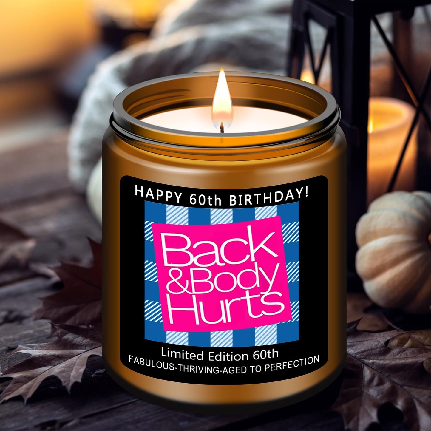 Homsolver 60th Birthday Gifts for Women Men, Happy 60th Birthday Decorations Candles Gift for Her Him, Funny 60 Years Old Ideas - Lavender Scented Candle