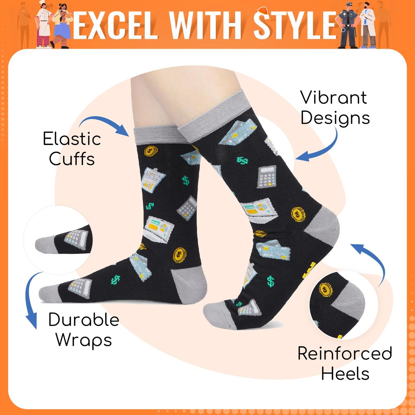 HAPPYPOP Lawyer Cheerleading Baker Socks - Gifts for Manager Pilot Farmer Accountant