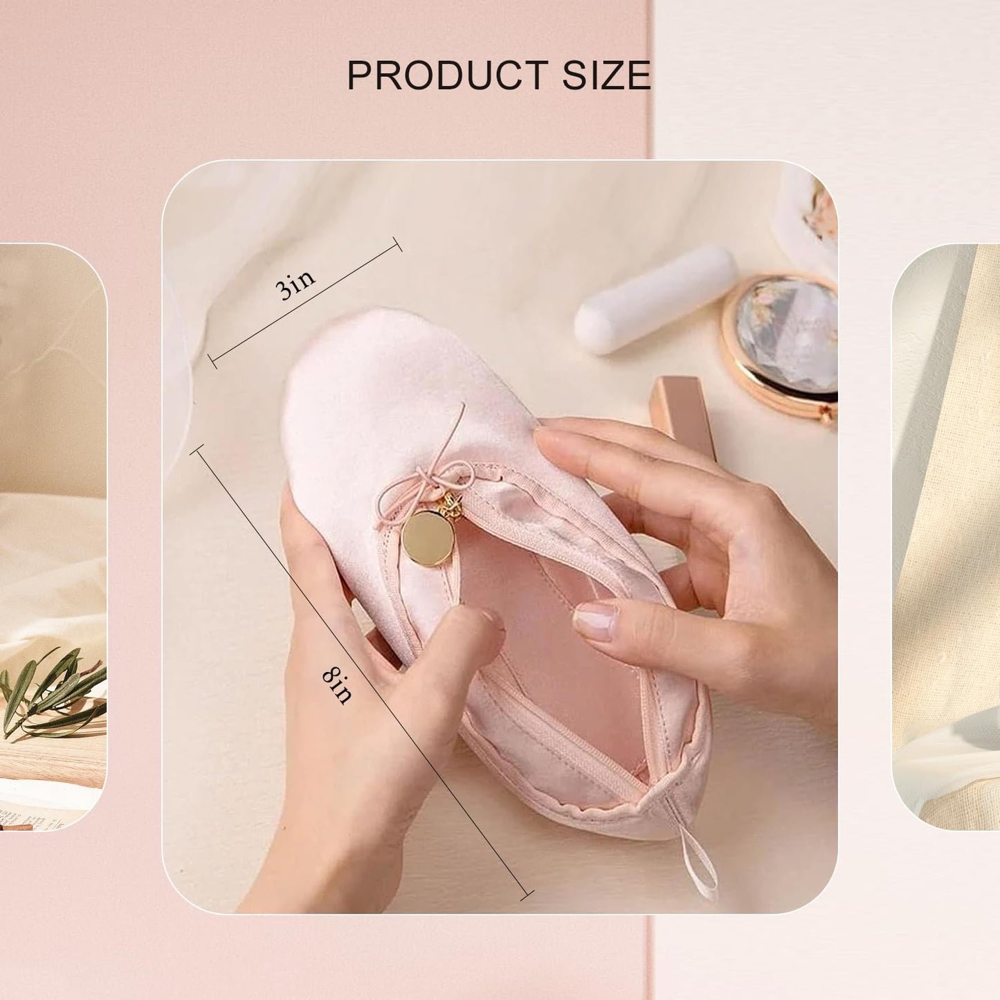 Makeup Ballet Bag, Cute Cosmetic Bag Dance Recital Gifts for Girls, Ballet Shoe Pencil Case Small Cosmetic Bag Bow Mini Dance Bag for Girls Makeup Brush Holder Travel (Pink)