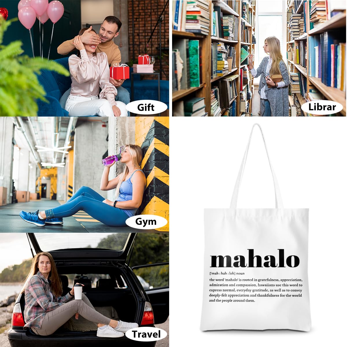 Aloha Mahalo Ohana Definition Zulu Maori Hawaiian Tote Bag Hawaii Gifts Hawaii Souvenirs Bags Beach Bag Shopping Bags