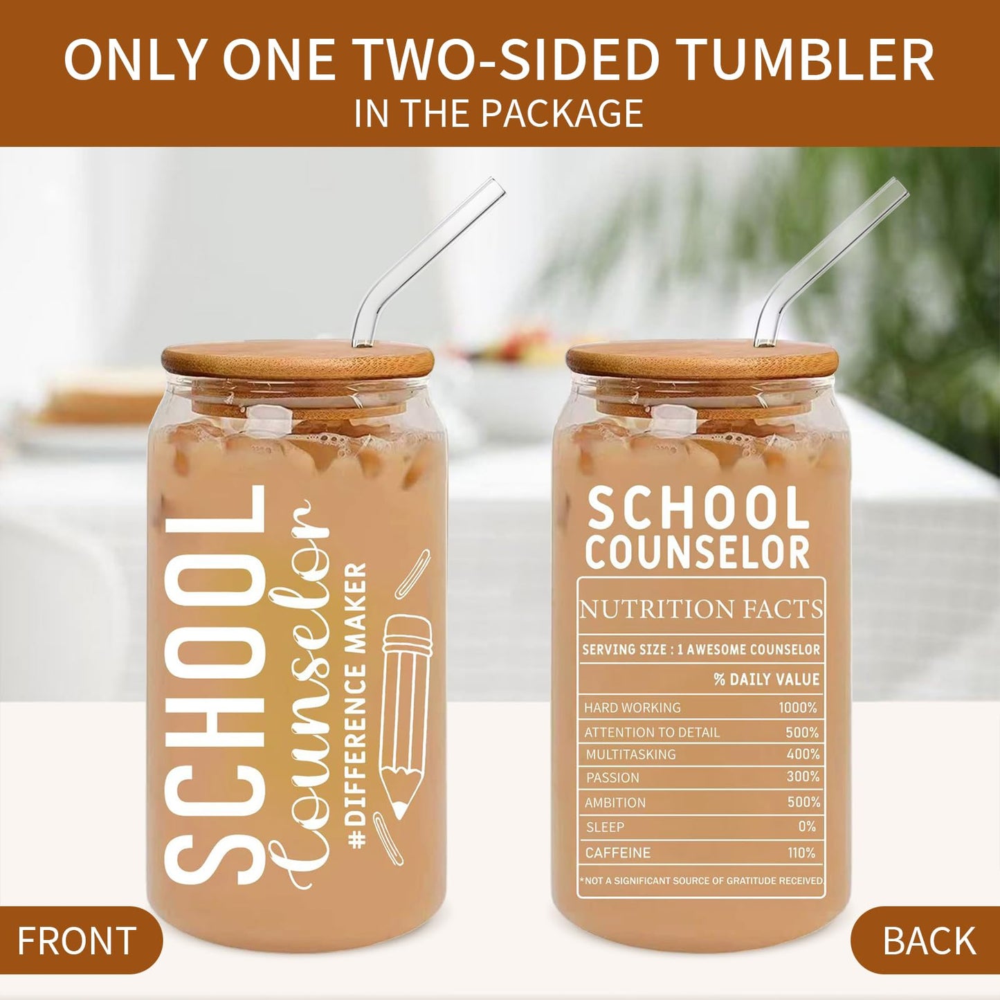 School Counselor Gifts, Counselor Appreciation Gift, School Counselor Week gifts, Counselor Gifts for Women Men, School Counselor Office Must Haves Glass Cup 16 OZ