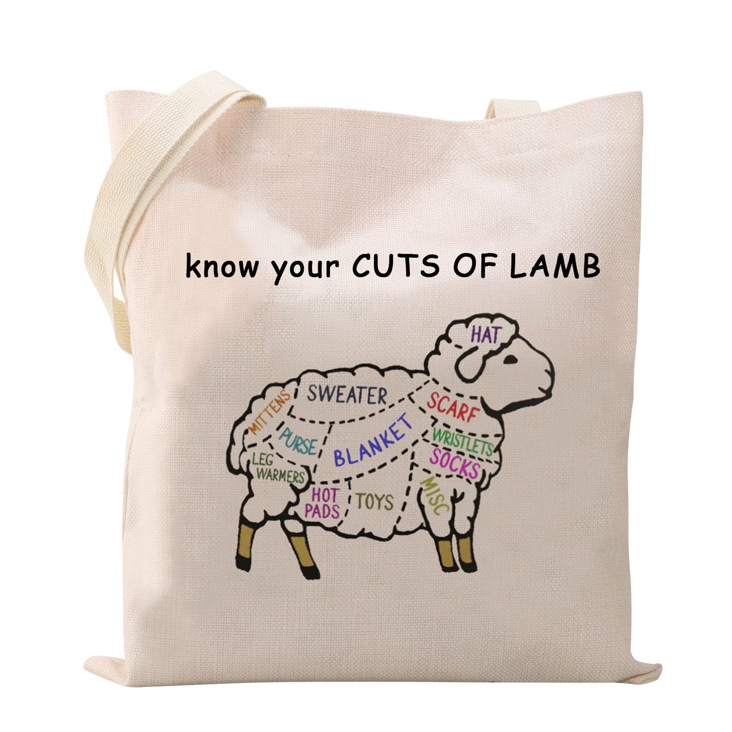 XYANFA Lamb Knitting Tote Bag - Gift for Knitter & Sheep Lover
