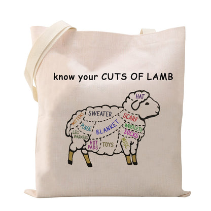 XYANFA Lamb Knitting Tote Bag - Gift for Knitter & Sheep Lover