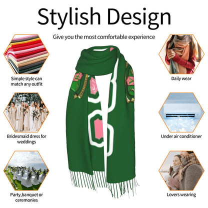 Sorority Gifts Soft Imitation Cashmere Shawl Scarf With Tassels For Ladies - Perfect For Glamorous Events & Sophisticated Evening Wear Society Gifts