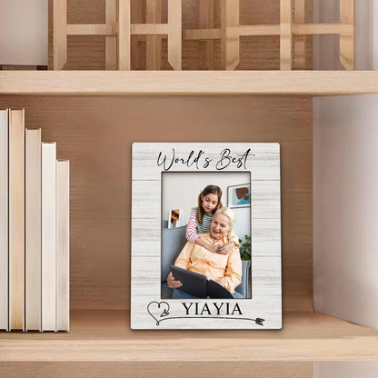 Yiayia Gifts Picture Frame 5x7, Grandma Photo Frame, Christmas Mothers Day Birthday Gifts for Yiayias from Grandkids, World's Best Yiayia Wooden Picture Photo Frames for Desk Home Room Decor