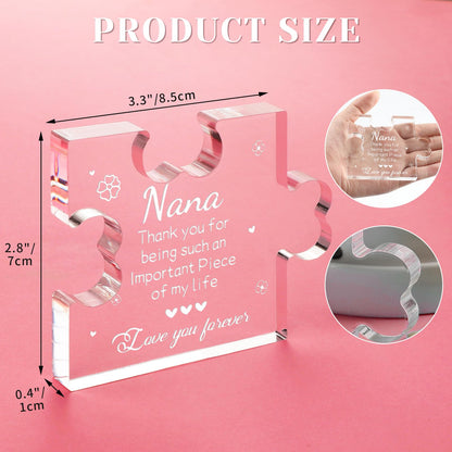 Funnli Nana Gifts Acrylic Plaque, Nana Mothers Day Gifts - Christmas Anniversary Mothers Day Birthday Gifts for Nana Grandma Grammy Grandmother 3.35 x 2.76 Inch Desk Decorations