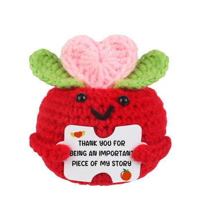 Chuchoter Appreciation Gifts for Teacher,Thank You Teachers Day Birthday Graduation Retirement School Gifts for Teachers Students, Mini Positive Apple Sunflower Doll Crochet for Boss Coworkers (Pink)