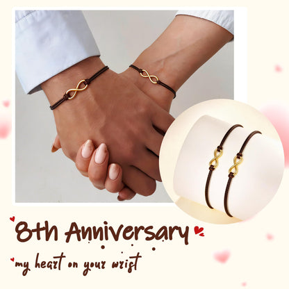 Glowvibe Bronze 8th Anniversary Wedding Gifts,Matching Bracelets For Couple 8th Anniversary Present for Him and Her Bracelets Infinity Knot