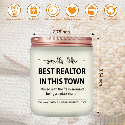 Realtor Gifts for Women Men - Closing Gifts for Realtors, Celebrate Reward Thank You Presents for Realtors, Broker, Realtor Supplies, Salesperson - Lavender Scented Candle