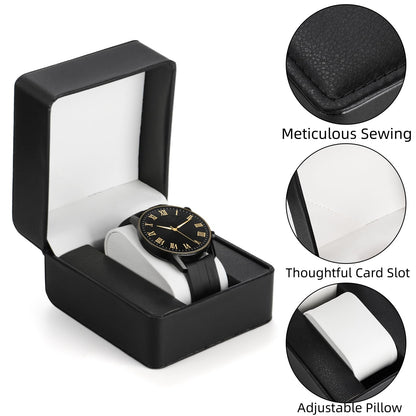 Noamus 6 Pack PU Leather Watch Gift Box, Single Watch Storage Case with Removable Pillow, Portable Black Wristwatch Display Box, Premium Luxury Travel Pocket Watch Case for Men and Women