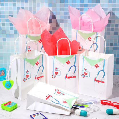Nezyo Nurses Graduation Gifts 30 Pcs Nurse Gift Bags with 30 Wrapping Tissue Papers for Medical Graduation Appreciation Thank You Party Supplies(Classic,White)