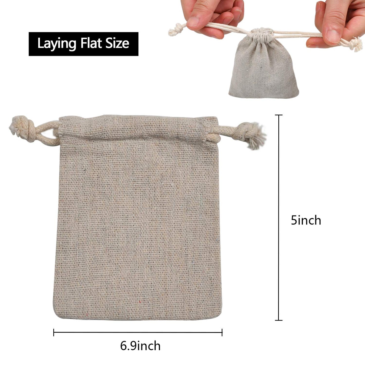 calary 5x6.9 Inch Double Canvas Drawstring Bag Cotton Pouch Gift Sachet Bags Muslin Bag Reusable Tea Bag (25pcs)