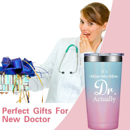 Grifarny Doctors Day Gifts - Ph.D. Gifts for Women - Ph.D. Graduation Gift for Her - Graduate Gift for Phd, Medical School Students, Doctors, Physician MD - It's Miss Ms Mrs Dr Actually Tumbler